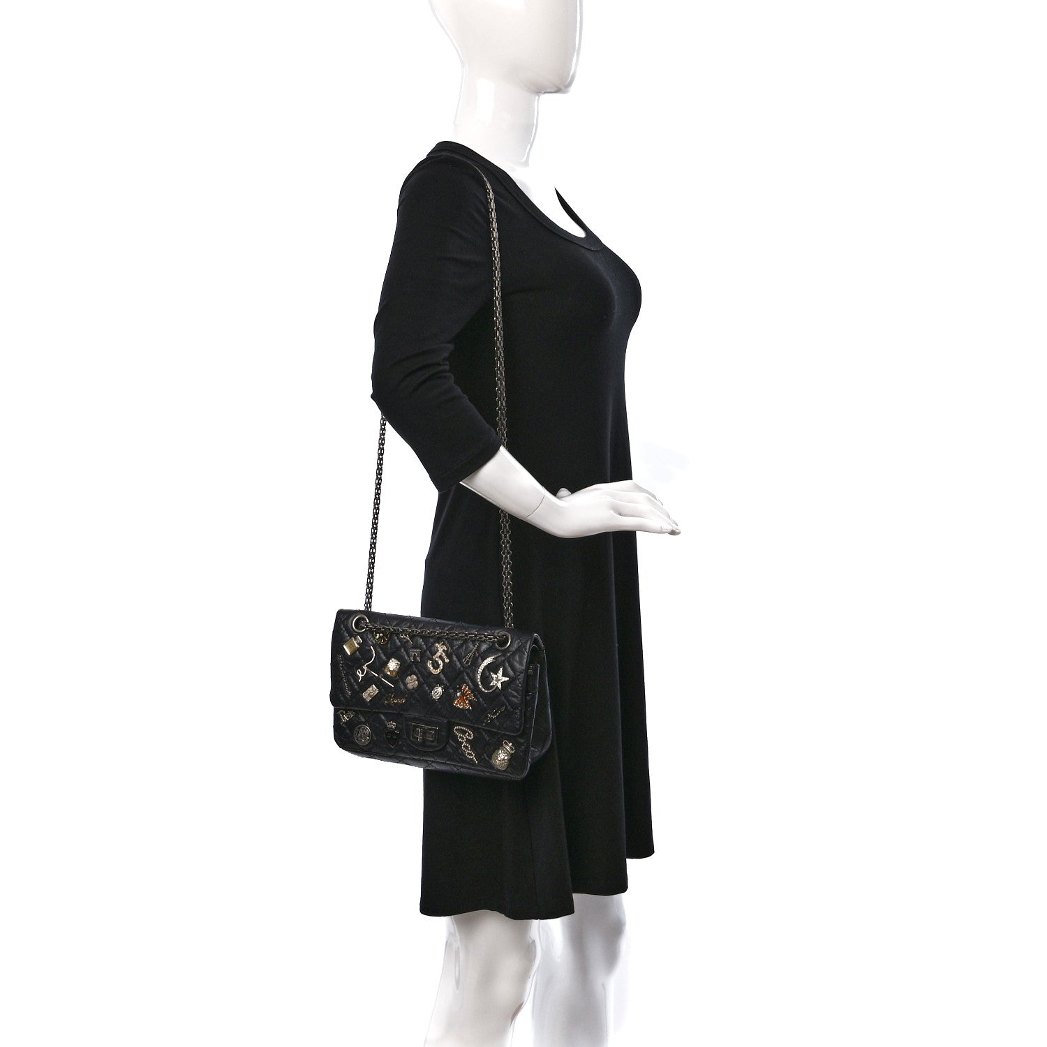 Chanel Aged Calfskin Lucky Charms 2.55 Reissue 225 Flap Black 2 of 11