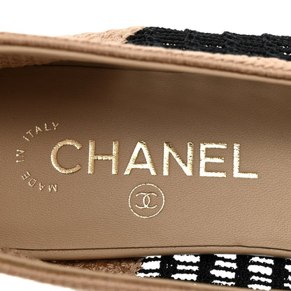 Chanel Raffia Cap Toe Ballerina Flats 38.5 Black Beige 8 of 10