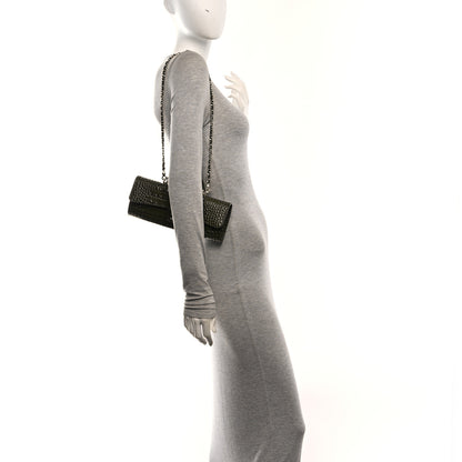 Chanel Calfskin Crocodile Embossed Top Handle Long Clutch With Chain Khaki 2 of 12