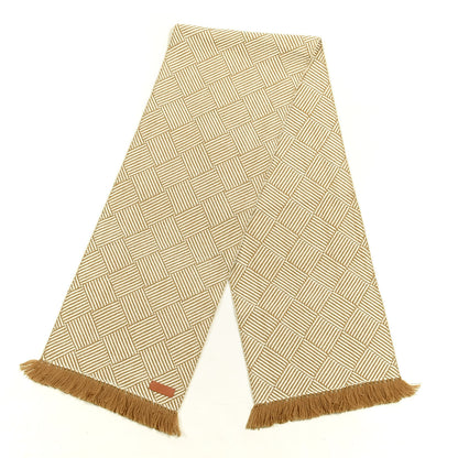 Hermes Cashmere Tile Weave Muffler Camel Ecru 2 of 3