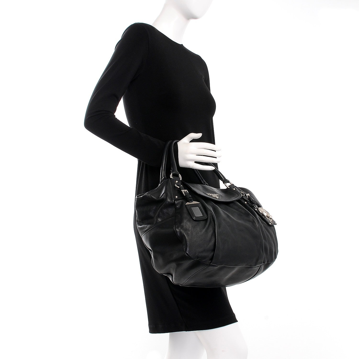 Prada Soft Calf Flap Shoulder Bag Nero Black 3 of 13
