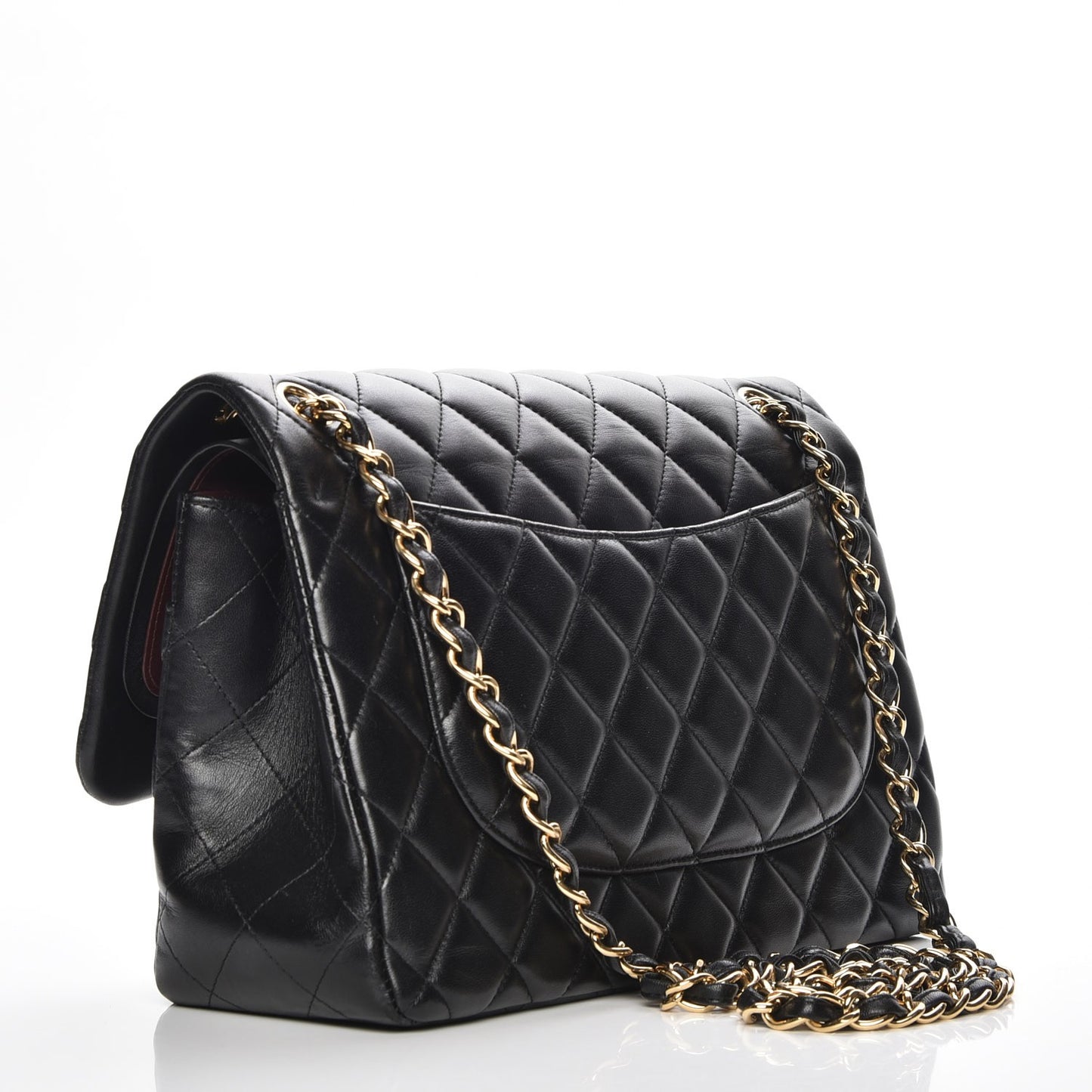Lambskin Quilted Jumbo Double Flap Black