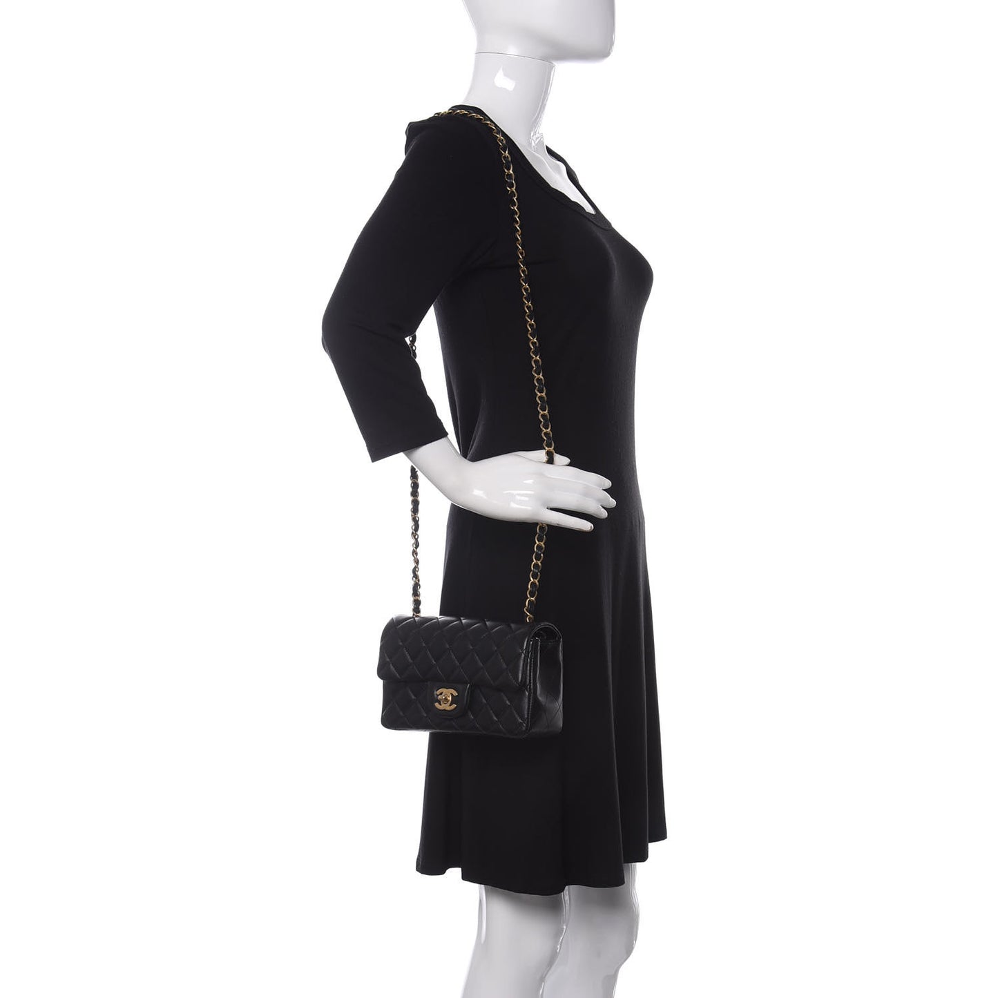 Lambskin Quilted Mini Rectangular Flap Black