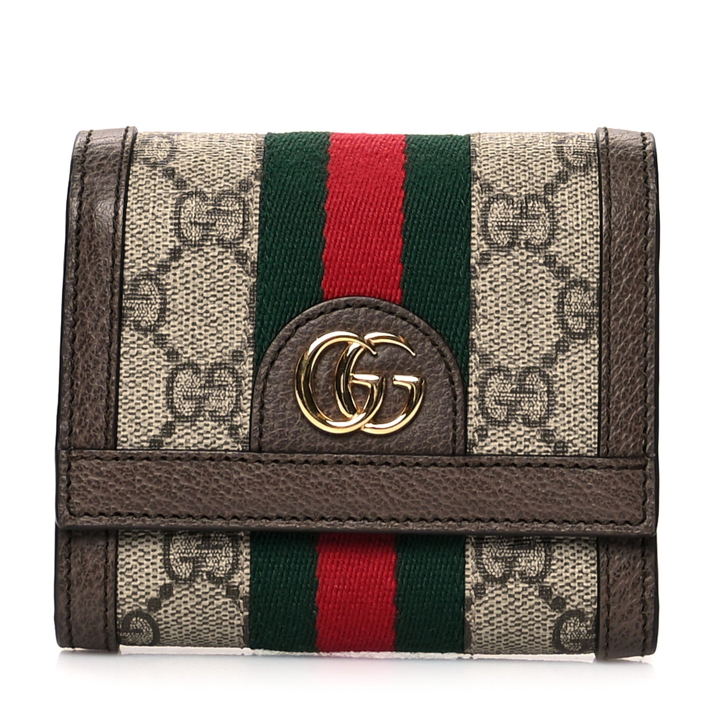 GG Supreme Monogram Web Ophidia French Flap Wallet Beige New Acero