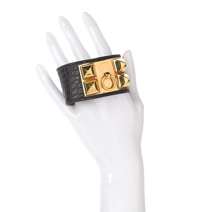 Hermes Matte Alligator Collier de Chien CDC Bracelet S Black 2 of 7