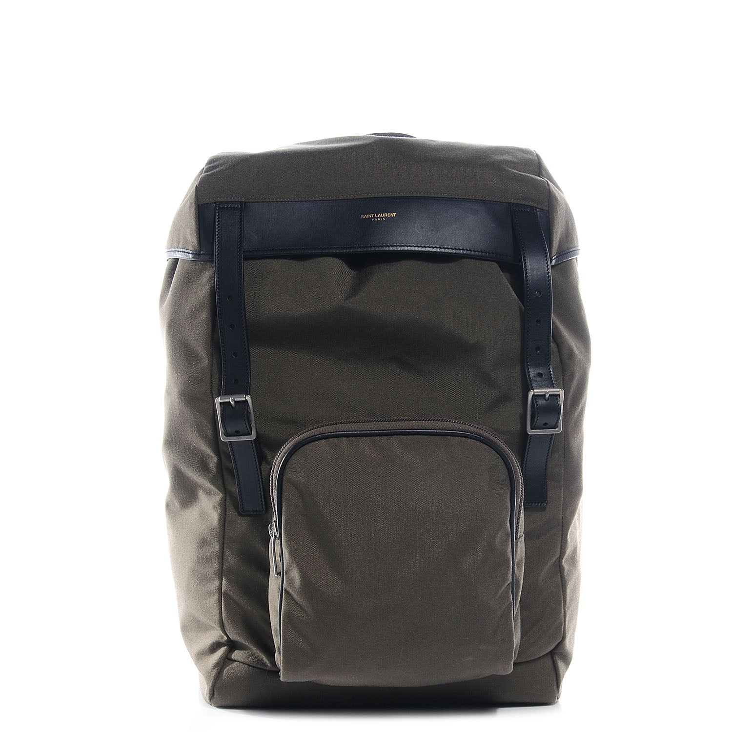 Saint Laurent Canvas Hunting Rucksack Backpack Khaki 1 of 7
