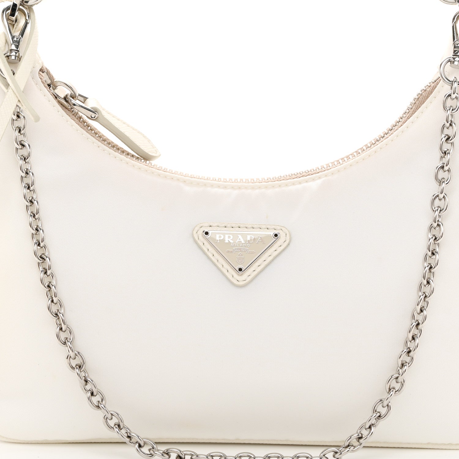 Prada Nylon Re-Edition 2005 Shoulder Bag White 9 of 11
