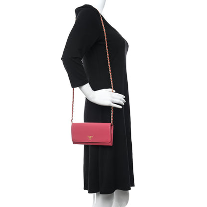 Prada Vitello Move Metal Oro Chain Wallet Peonia 3 of 11