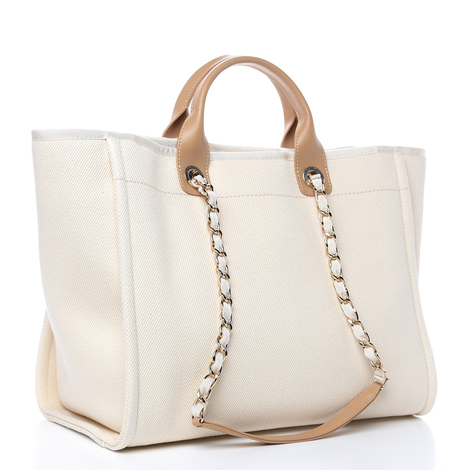 Chanel Canvas Pearl Large Deauville Tote Ecru Beige 3 of 10