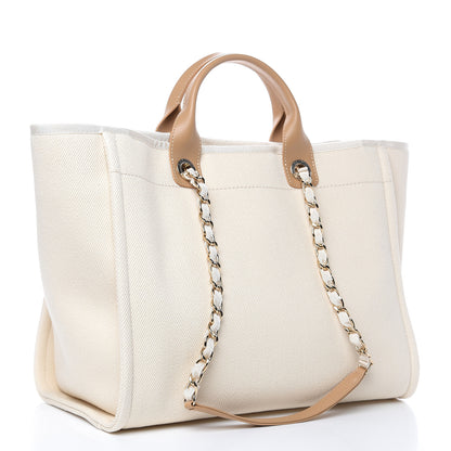 Chanel Canvas Pearl Large Deauville Tote Ecru Beige 3 of 10