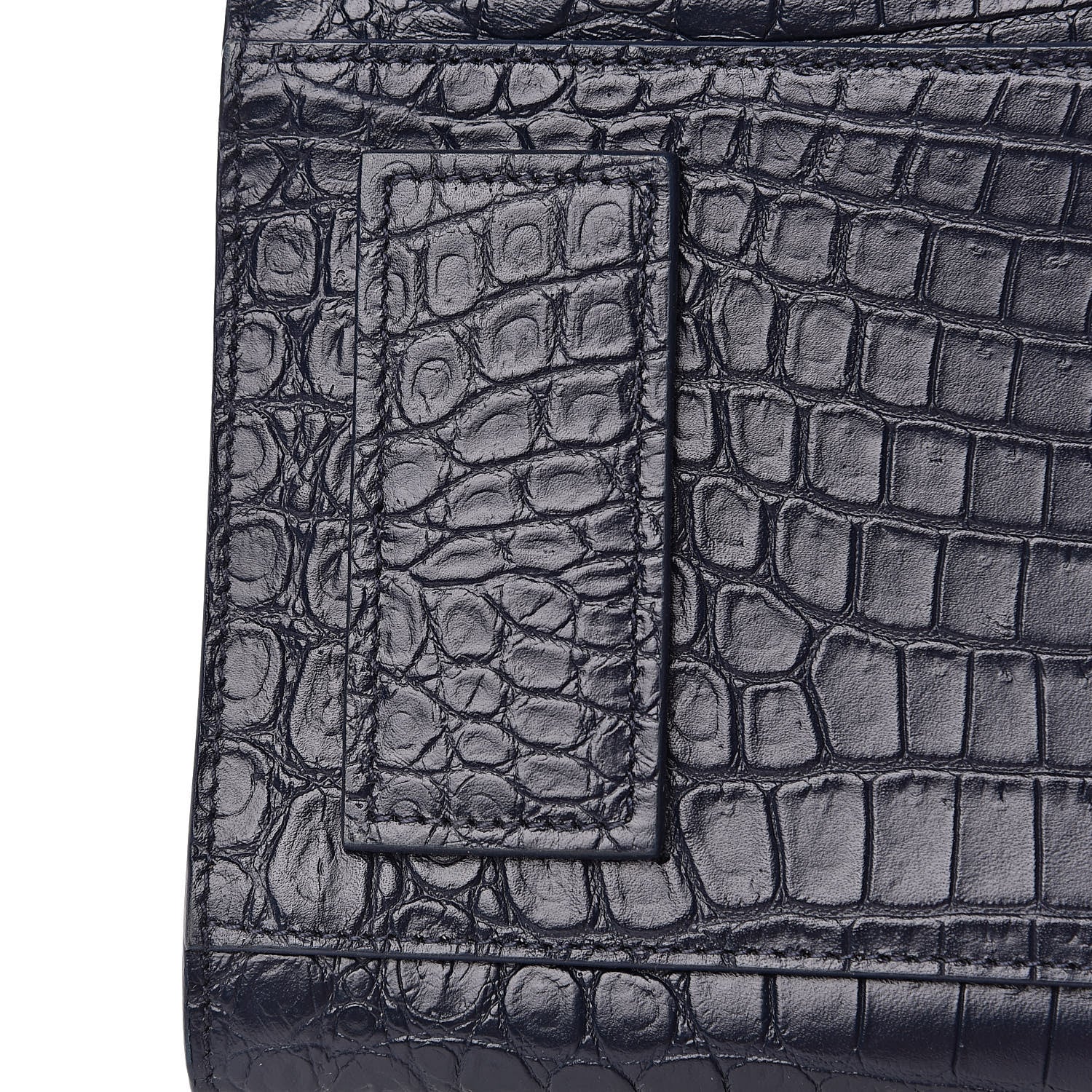 Saint Laurent Calfskin Crocodile Embossed Small Supple Sac de Jour Navy 11 of 11