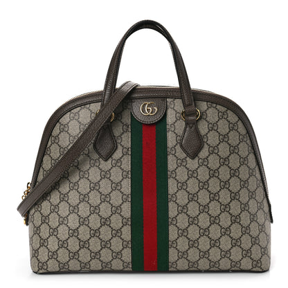Gucci GG Supreme Monogram Web Medium Ophidia Top Handle Dome Bag Brown 1 of 10
