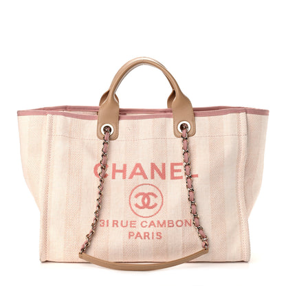Chanel Mixed Fibers Calfskin Striped Medium Deauville Tote Light Pink 1 of 12