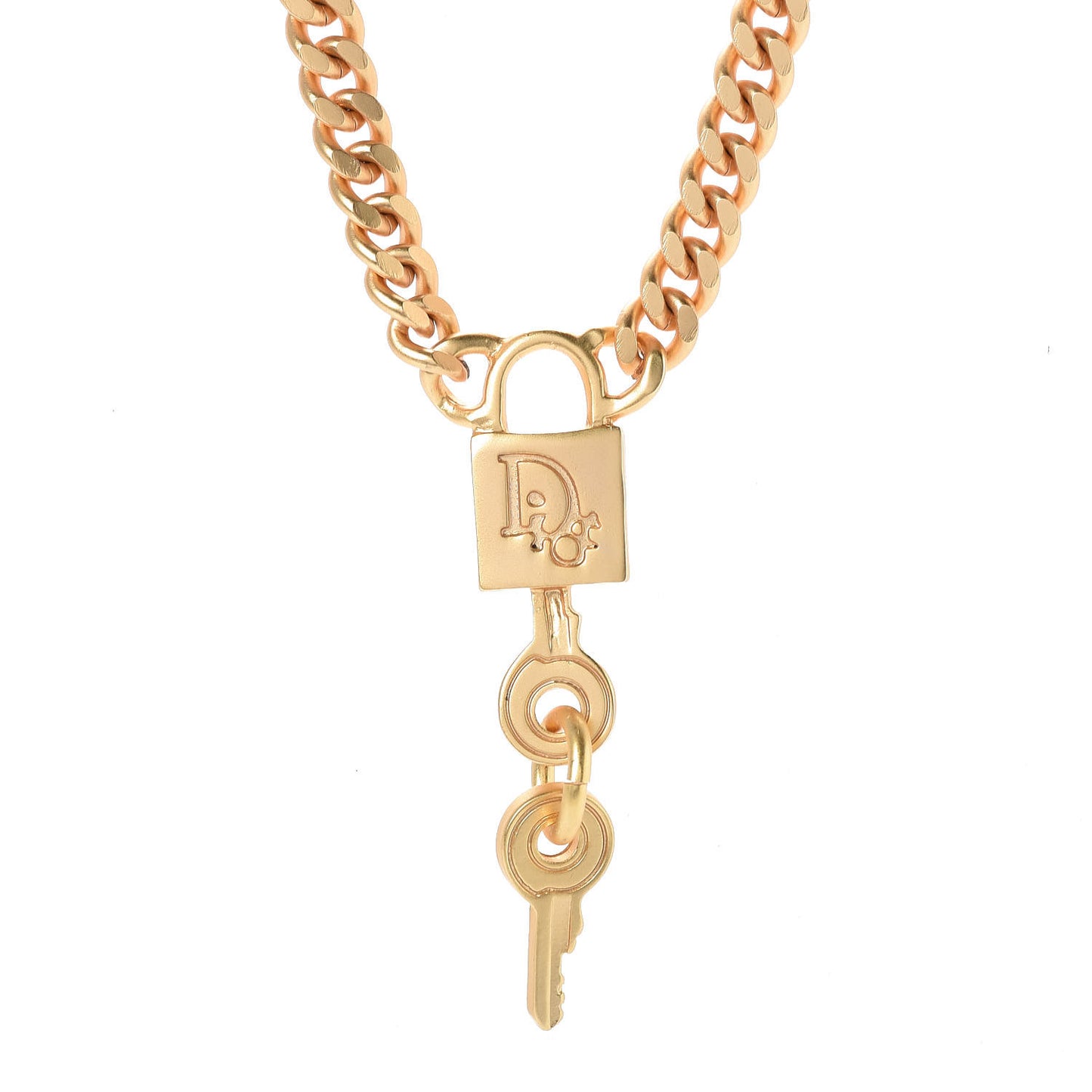 Metal Lock and Key Necklace Matte Gold