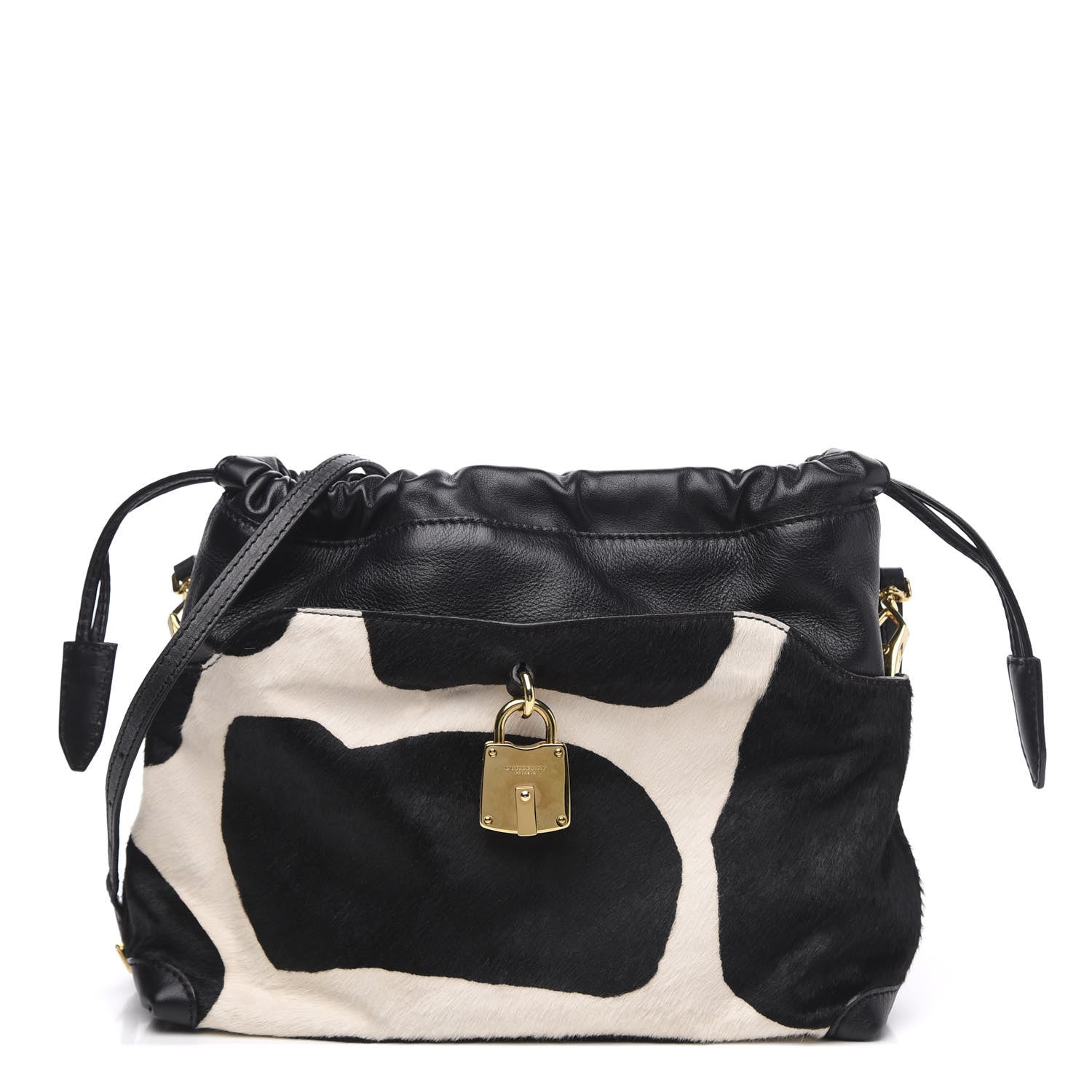 Burberry Prorsum Ponyskin Cow Printed Small Drawstring Crossbody Black White 1 of 10
