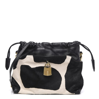 Burberry Prorsum Ponyskin Cow Printed Small Drawstring Crossbody Black White 1 of 10