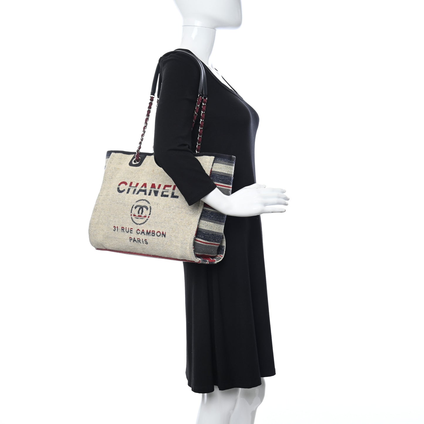 Striped Canvas Small Deauville Tote