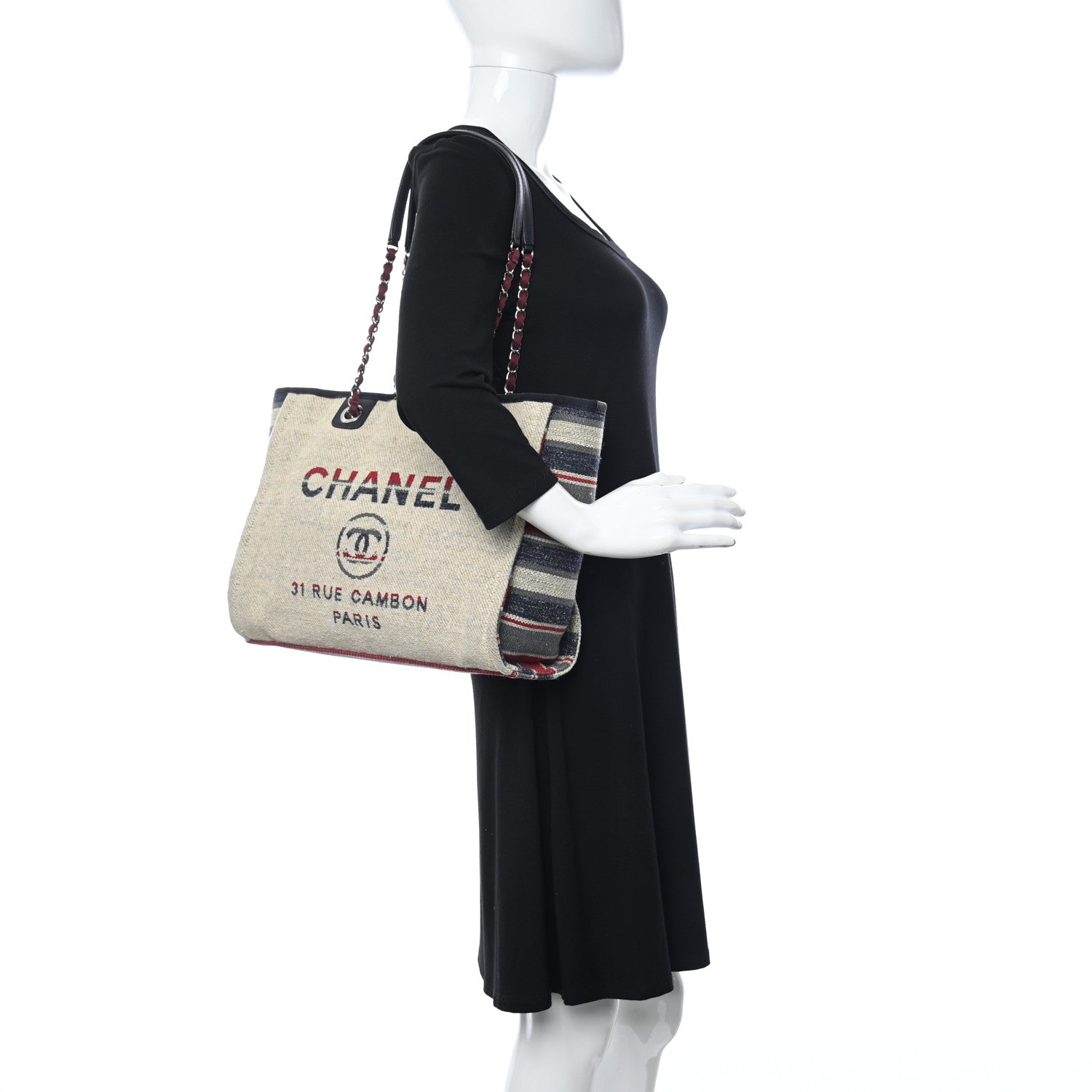Chanel Striped Canvas Small Deauville Tote 3 of 20