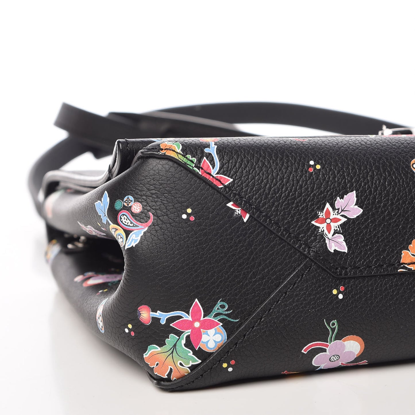 Soft Calfskin Lockme II Floral Chain Bag BB Black