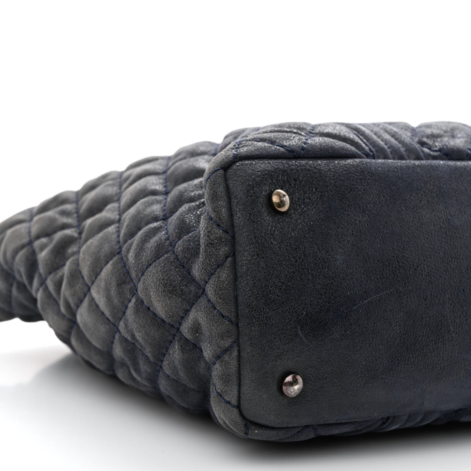 Chanel Iridescent Calfskin Quilted Large Gentle Boy Shopping Tote Navy 9 of 11