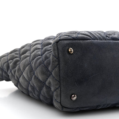 Chanel Iridescent Calfskin Quilted Large Gentle Boy Shopping Tote Navy 9 of 11