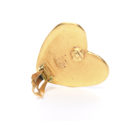 Chanel CC Heart Clip On Earrings Gold 4 of 4
