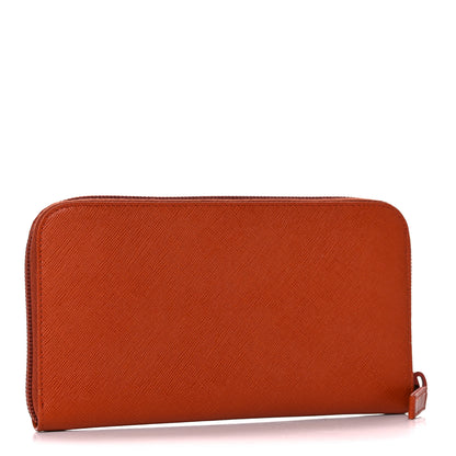 Prada Saffiano Metal Zip Around Wallet Rame 3 of 18