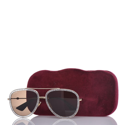 Gucci Glitter Aviator Sunglasses GG0062S Silver 7 of 7