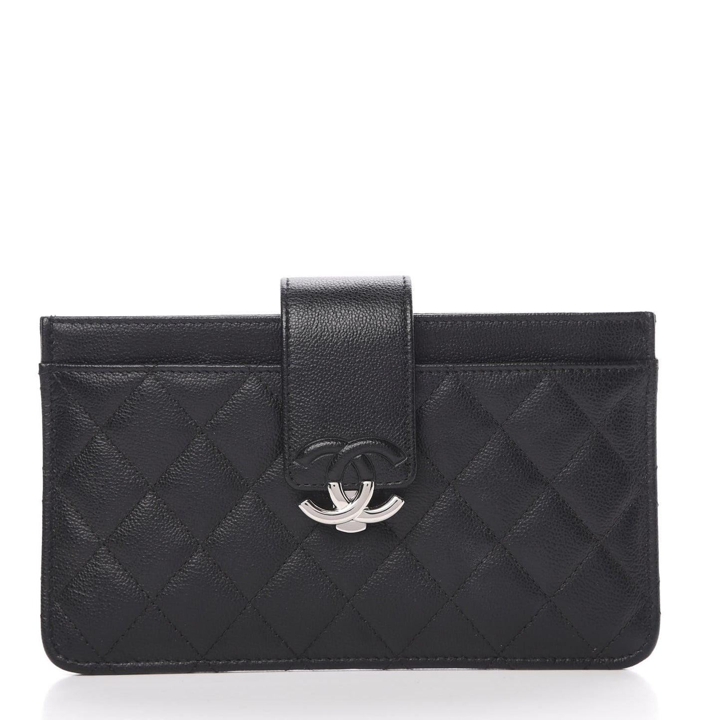 Caviar Quilted CC Box Strap Pouch Black