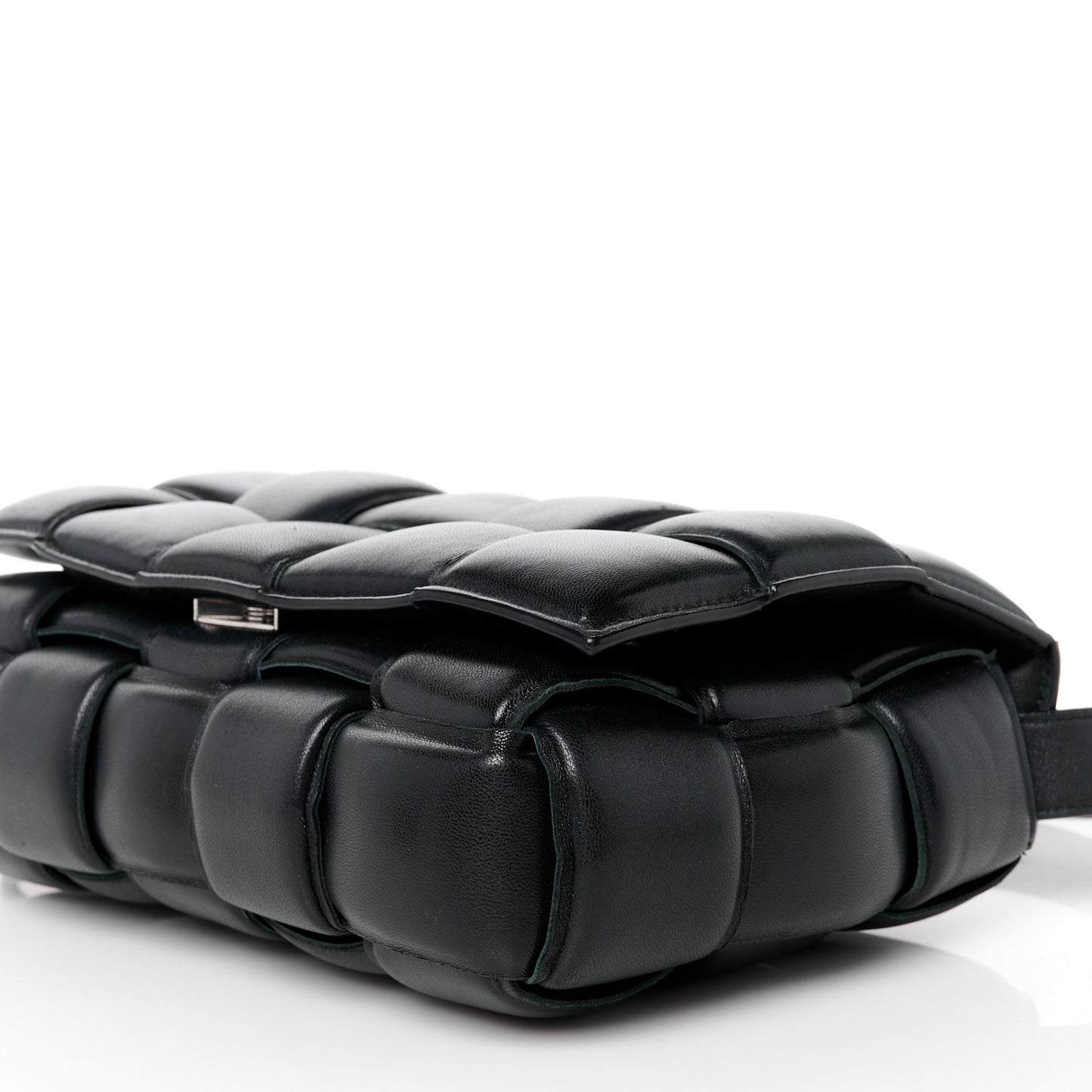 Nappa Maxi Intreccio Padded Cassette Crossbody Bag Black