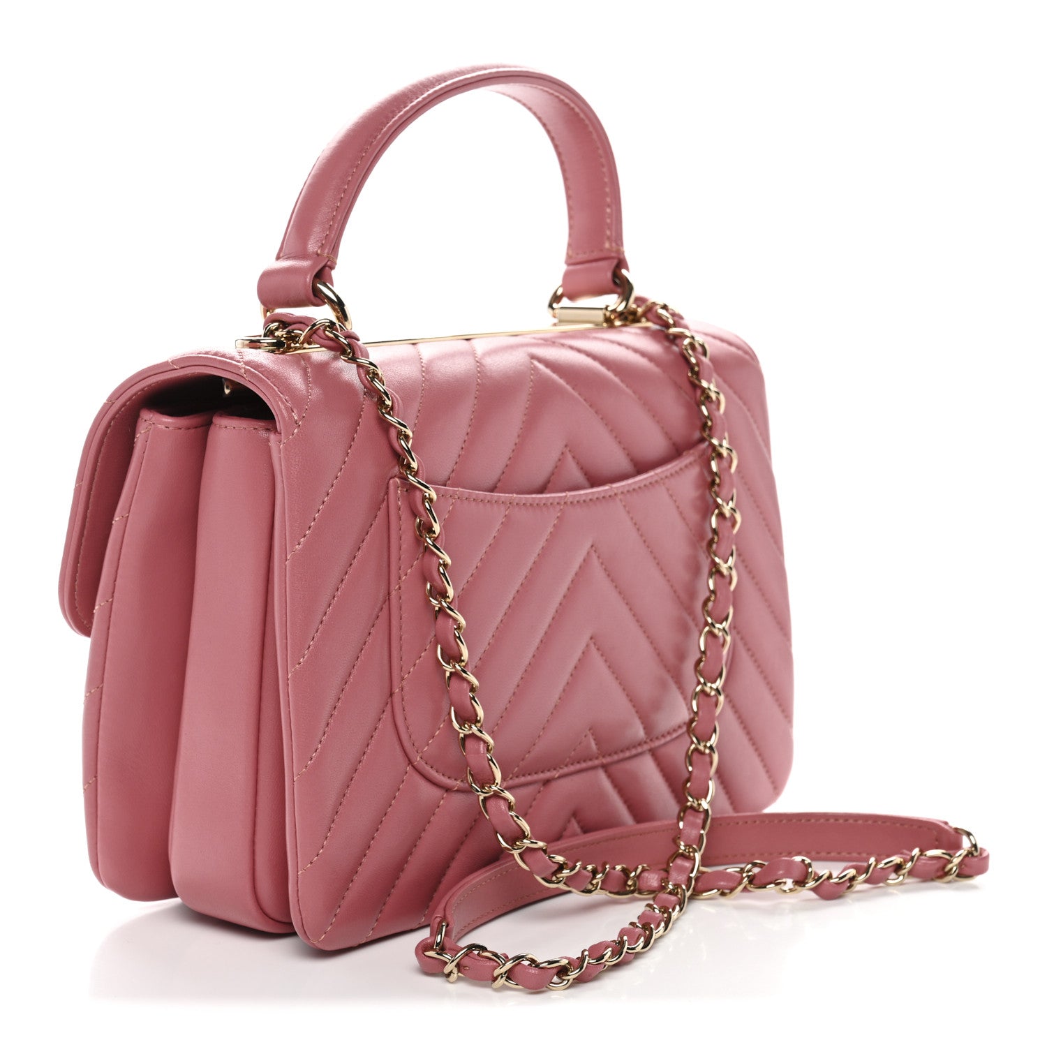 Chanel Lambskin Chevron Quilted Small Trendy CC Dual Handle Flap Bag Rosewood 3 of 10
