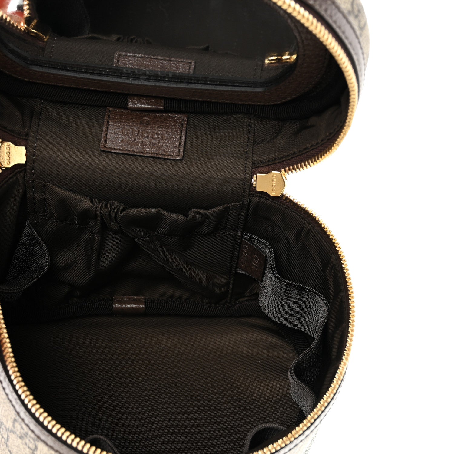 Gucci GG Supreme Monogram Textured Calfskin Web Ophidia Vanity Cosmetic Case Beige Ebony New Acero 4 of 9