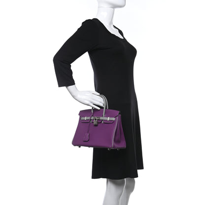 Hermes Togo Horseshoe Birkin 25 Anemone Gris Mouette 2 of 11