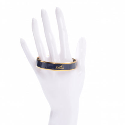 Hermes Enamel Wide Caleche Bracelet 65 Navy 2 of 5