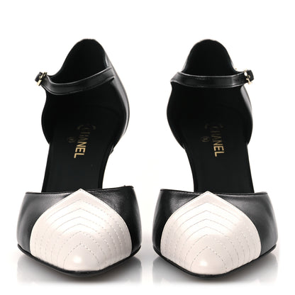 Chanel Lambskin Mary Jane Pumps 36.5 Black White 3 of 11