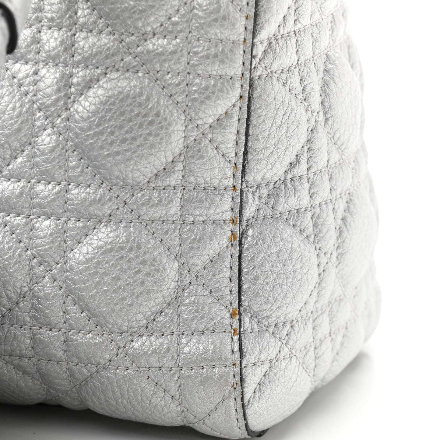 Metallic Grained Calfskin Cannage Medium Supple Lady Dior Silver