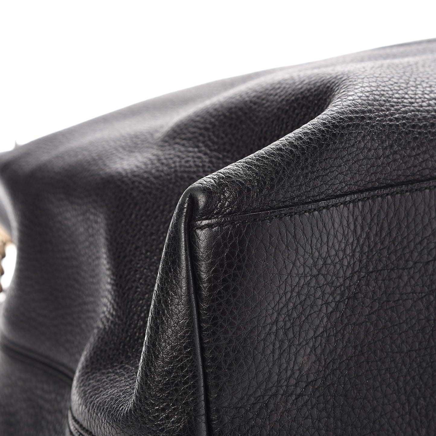 Pebbled Calfskin Large Soho Chain Shoulder Bag Black