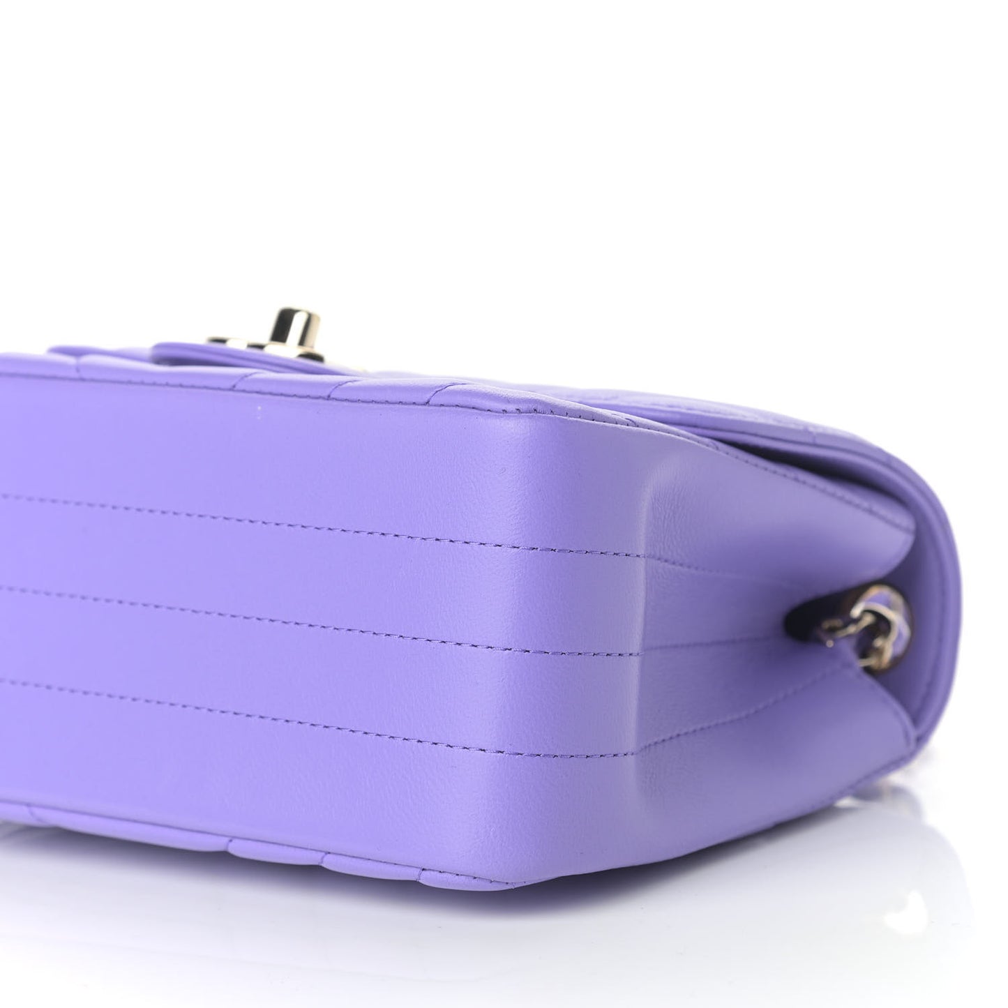 Lambskin Chevron Quilted Mini Square Flap Purple