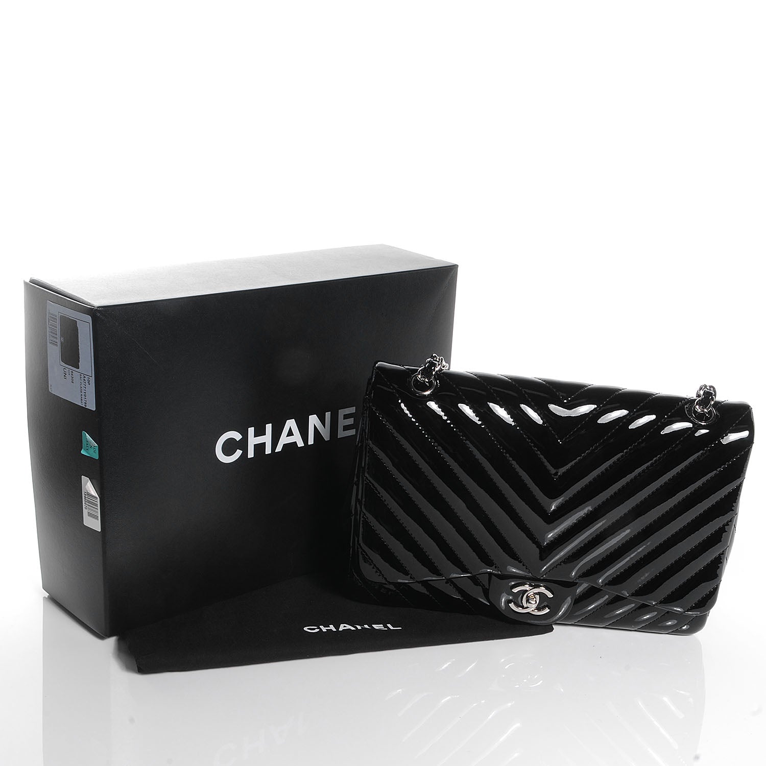 Chanel Patent Chevron Jumbo Single Flap Black 5 of 8