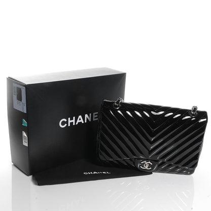 Chanel Patent Chevron Jumbo Single Flap Black 5 of 8