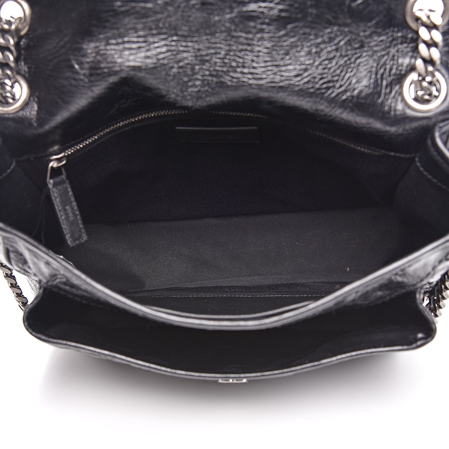 Saint Laurent Crinkled Calfskin Matelasse Monogram Medium Niki Chain Satchel Black 5 of 11