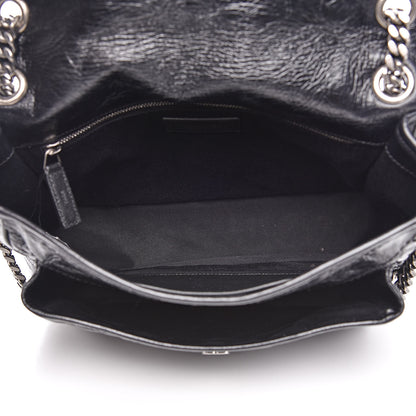 Saint Laurent Crinkled Calfskin Matelasse Monogram Medium Niki Chain Satchel Black 5 of 11