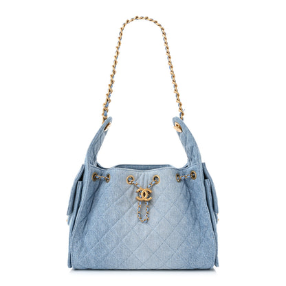 Chanel Washed Denim Quilted Small Chanel 25 Handbag Blue 1 of 11