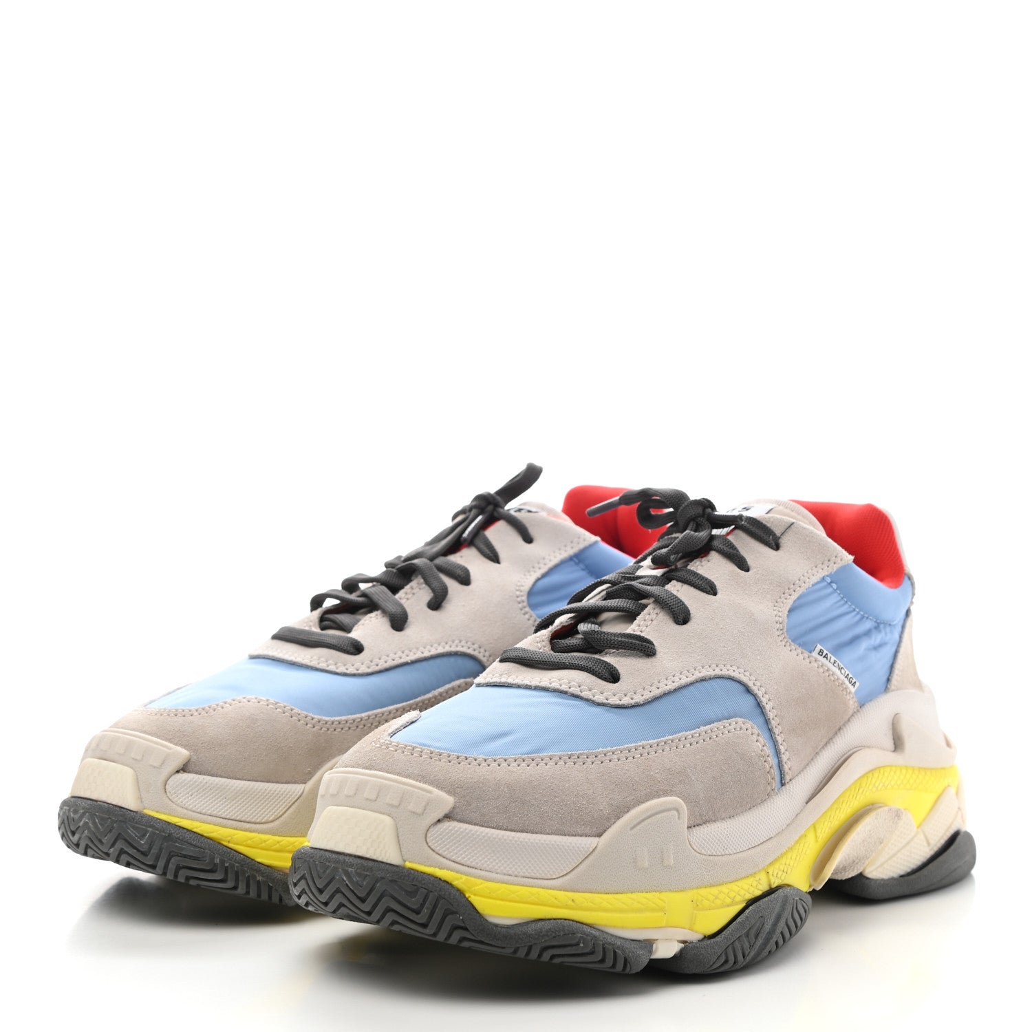 Balenciaga Nylon Suede Womens Triple S 2.0 Sneakers 42 Gris Bleu Rouge 3 of 8