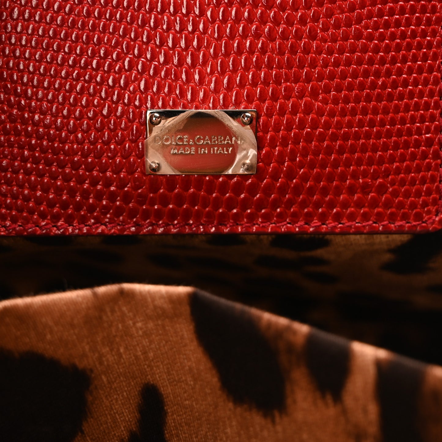 Lizard Calfskin Embossed Medium Monica Top Handle Bag Rosso Scuro