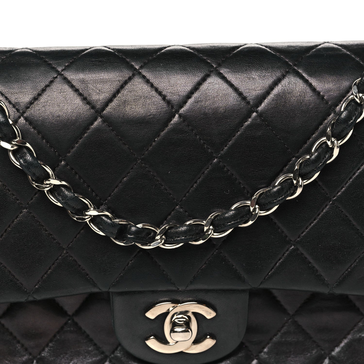 Chanel Lambskin Quilted Medium Double Flap Black 8 of 12