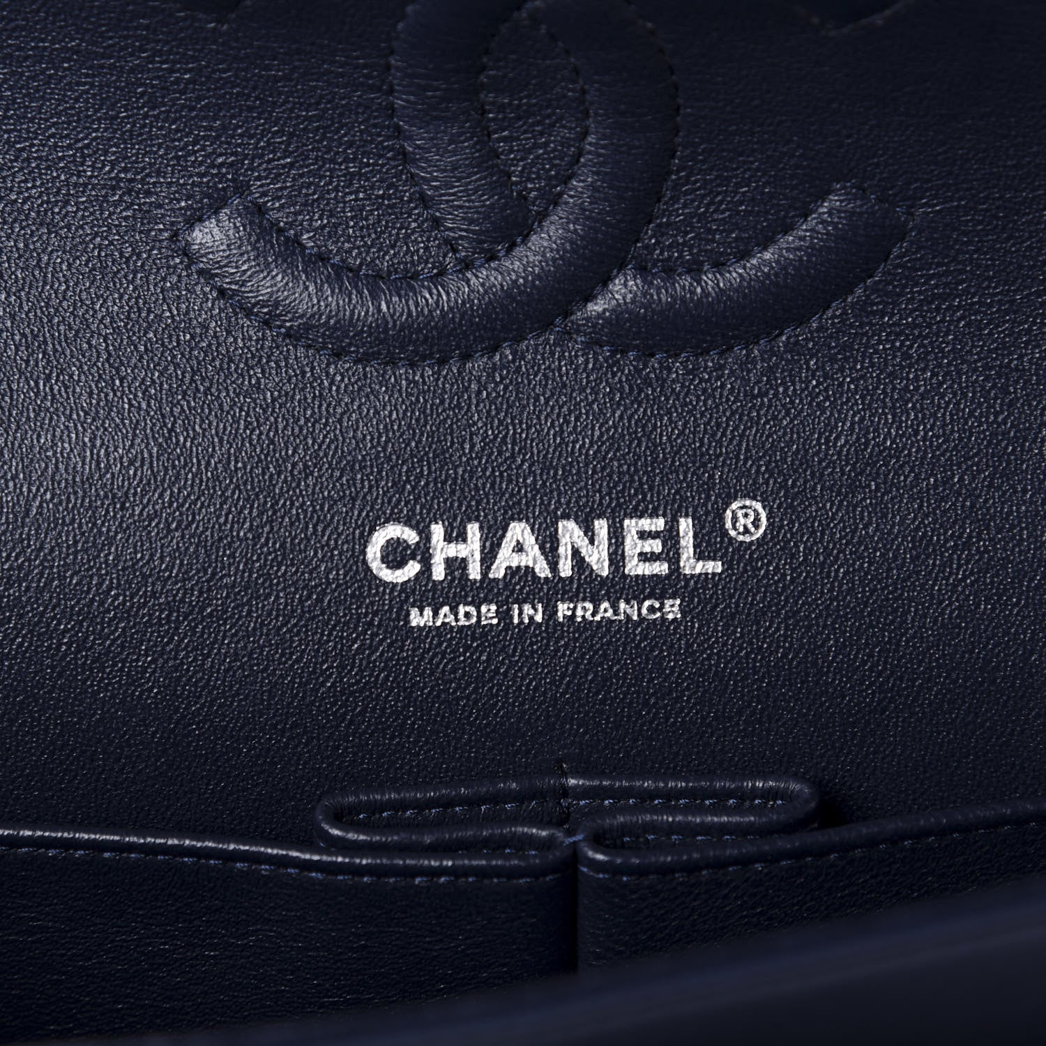 Chanel Lambskin Quilted Medium Double Flap Dark Blue 9 of 12