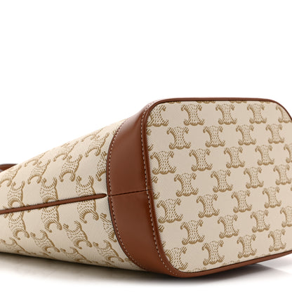 Celine Triomphe Canvas Calfskin Small Bucket Bag White 9 of 10