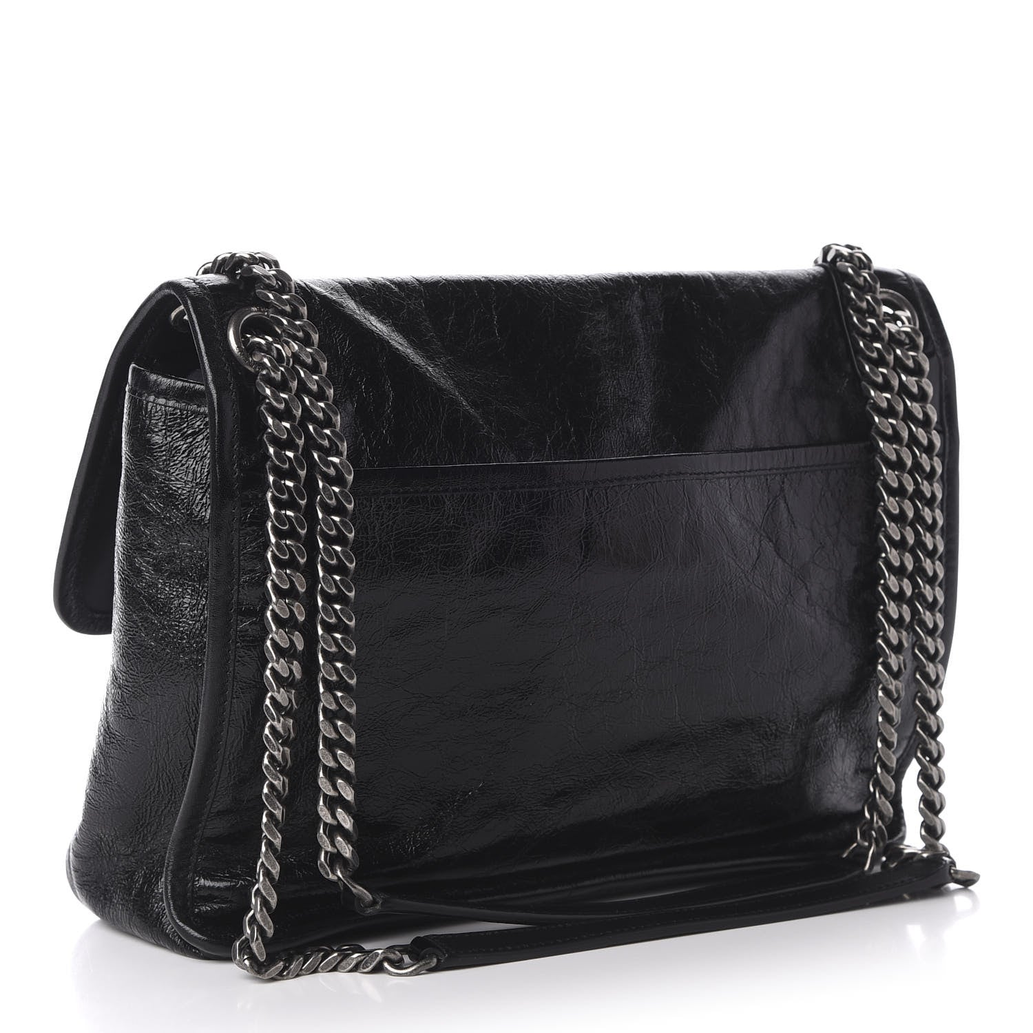 Saint Laurent Crinkled Calfskin Matelasse Monogram Medium Niki Chain Satchel Black 3 of 10