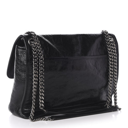 Saint Laurent Crinkled Calfskin Matelasse Monogram Medium Niki Chain Satchel Black 3 of 10